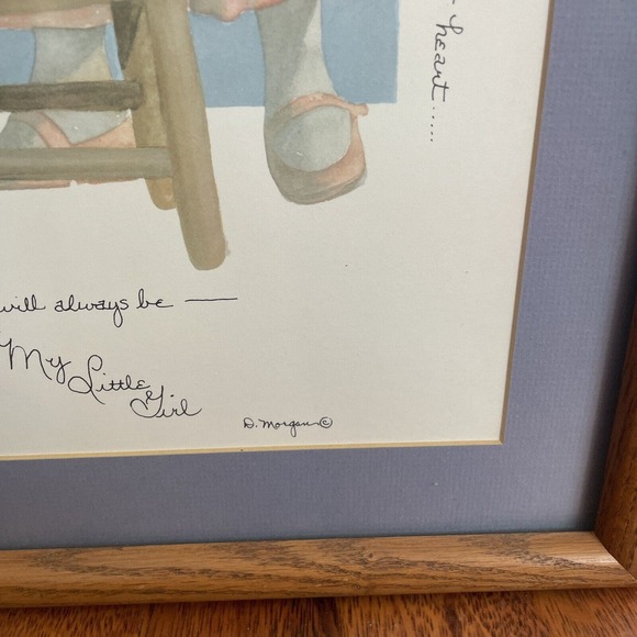 1980s Framed Print My Little Girl D. Morgan Vintage Mother Daughter 13” x 24” - Picture 5 of 9